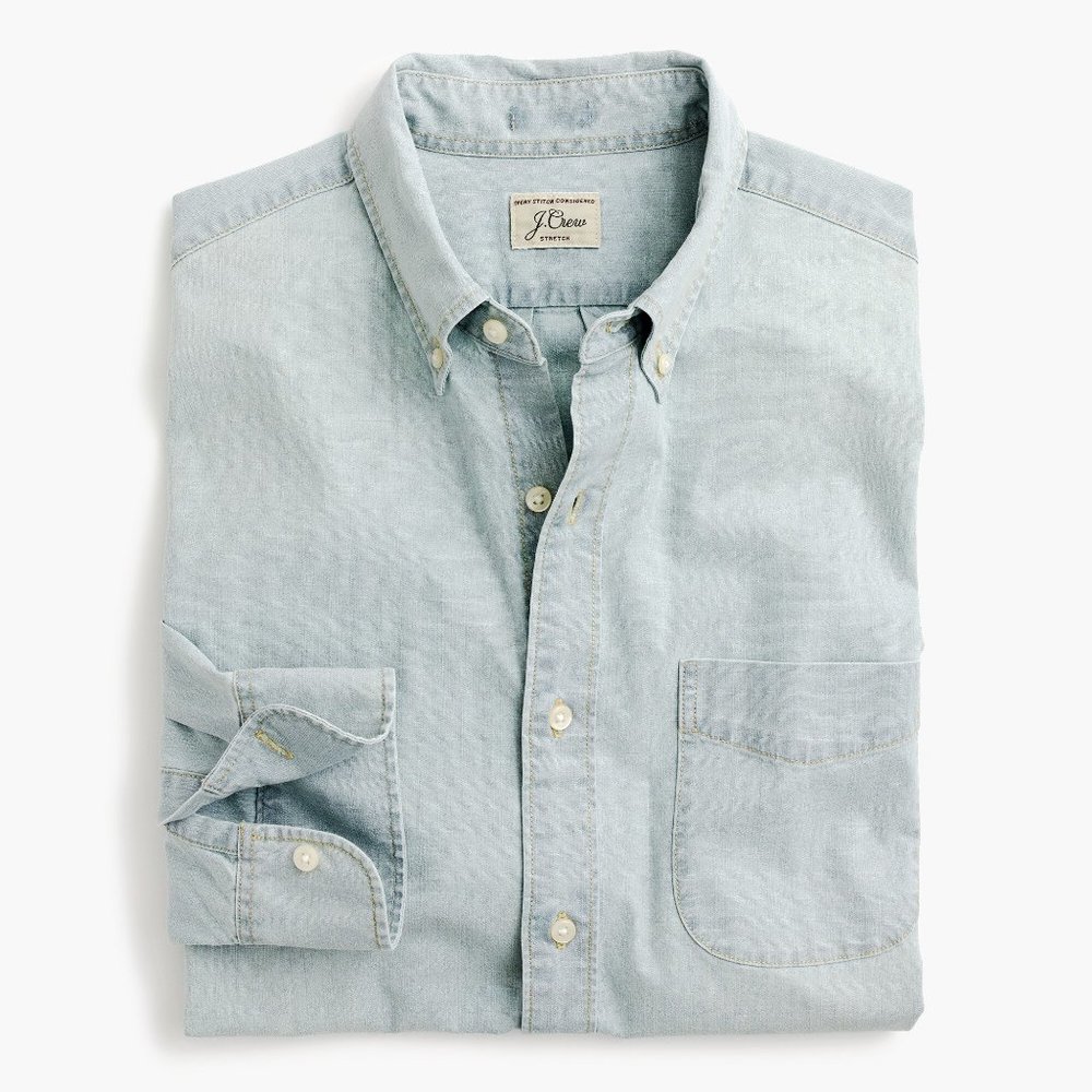 Slim washed stretch chambray shirt